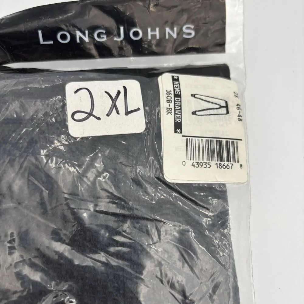 Morgan Mills Long Johns Mens 2XL Thermal Pants Black White Waffle Knit 2 Pair